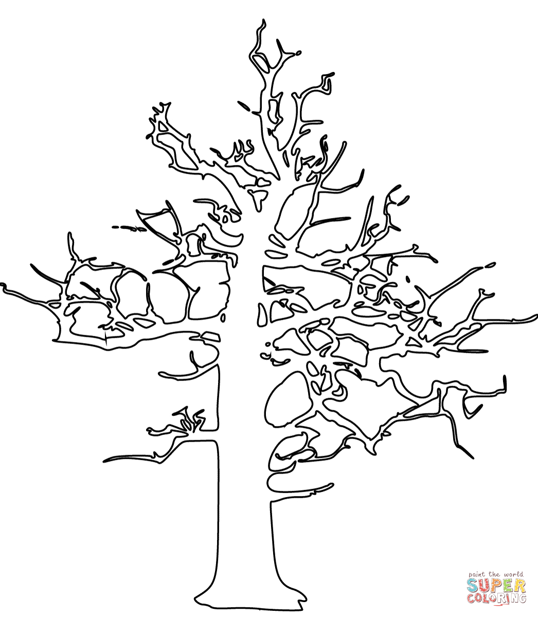 Dead Tree Coloring Page | Free Printable Coloring Pages - Tree Coloring Pages Free Printable