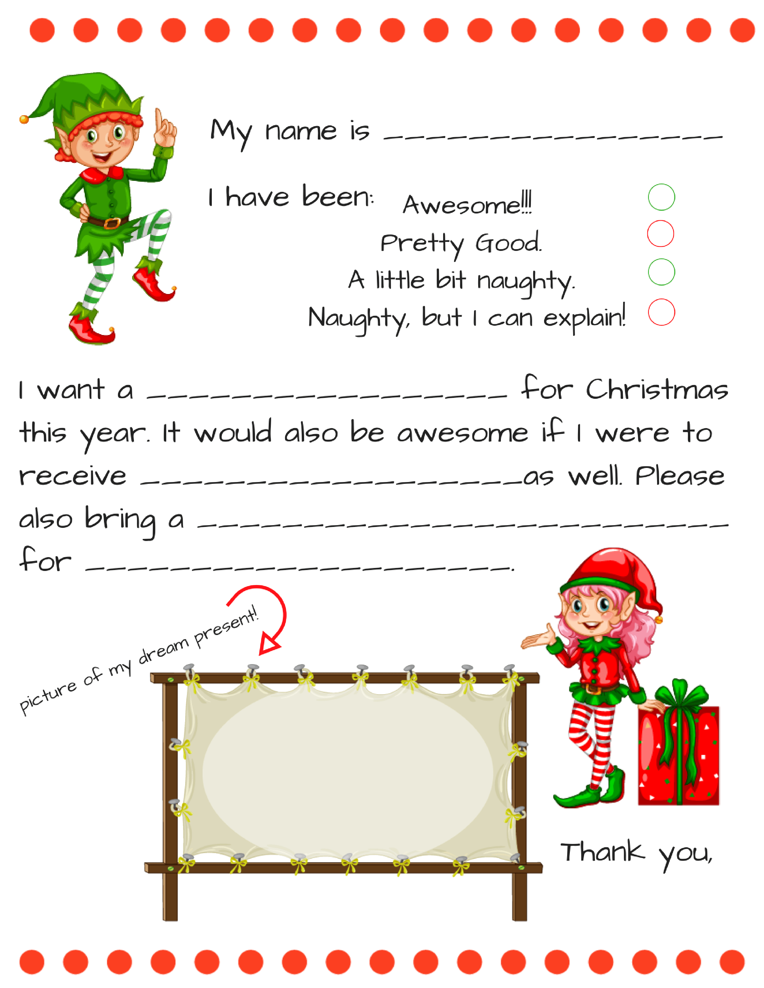 Dear Santa Fill In Letter Template - - Free Santa Templates Printable
