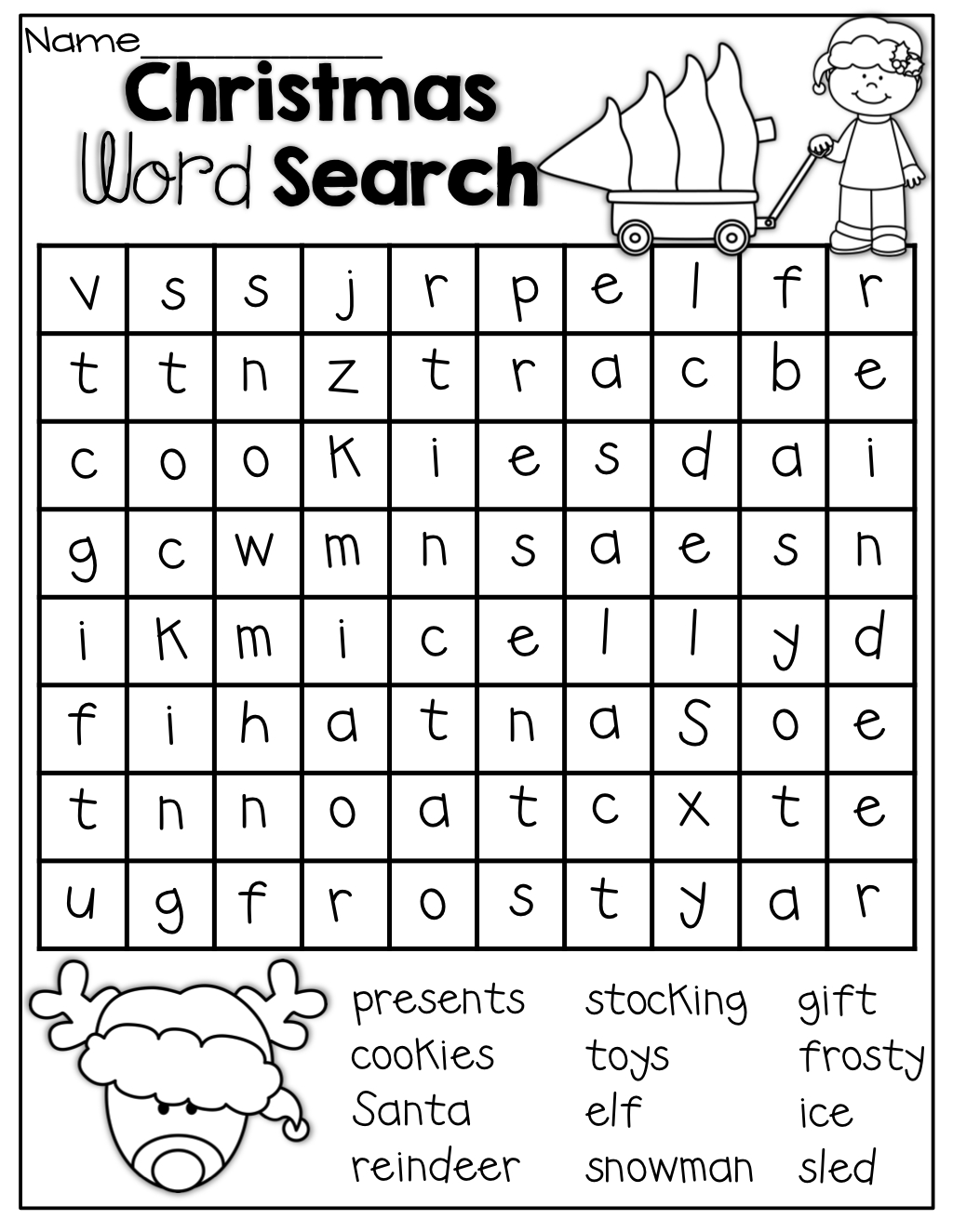 December No Prep Packet (1St Grade) | School-Holidays-Christmas - 2Nd Grade Word Search Free Printable