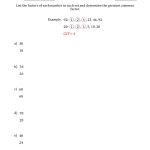 Determining Greatest Common Factors Of Sets Of Two Numbers From 4 To   Free Printable Lcm Worksheets