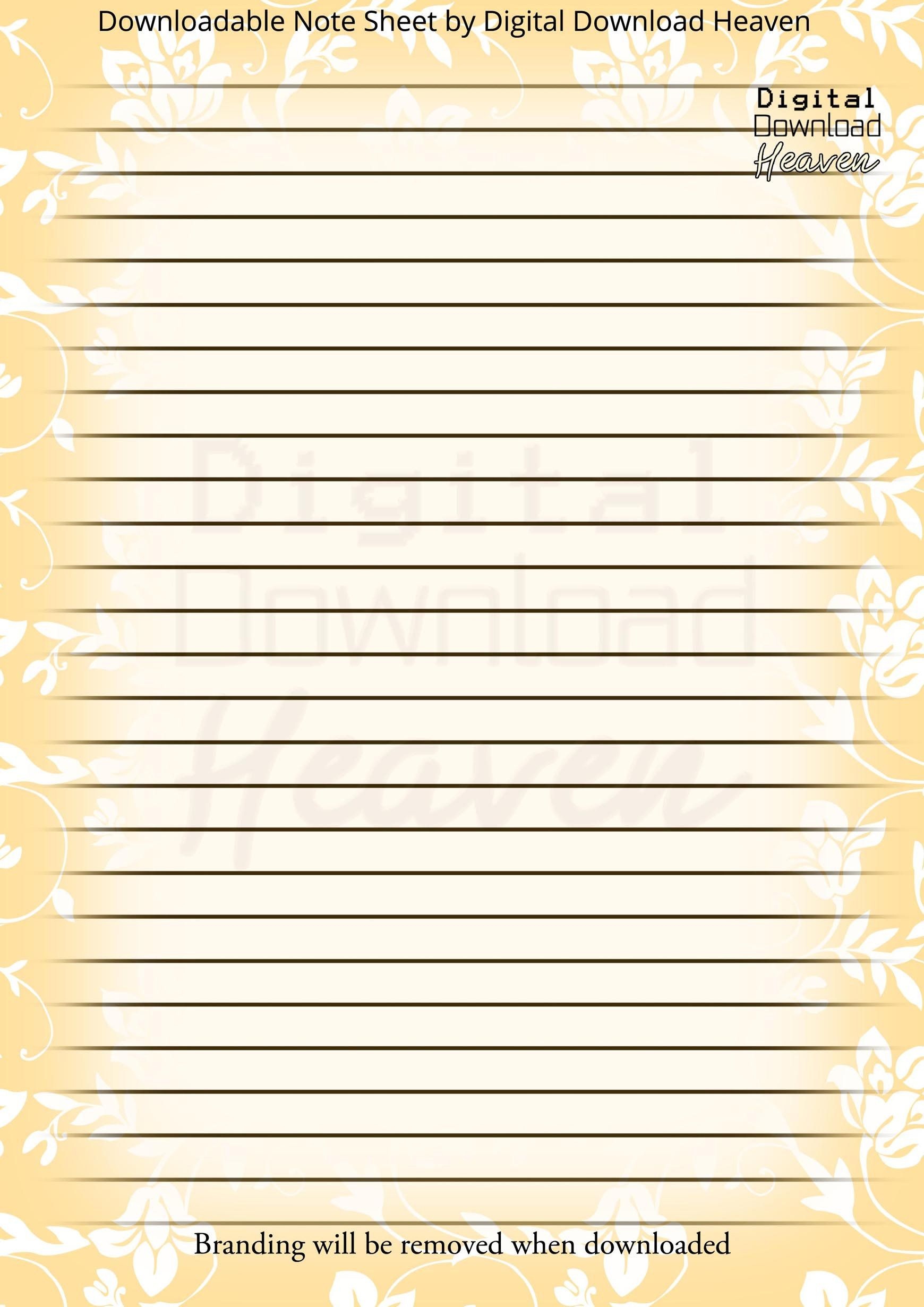 Digital Download Writing Paper Notepaper Journaling Floral Print - Free Printable Journal Pages Lined