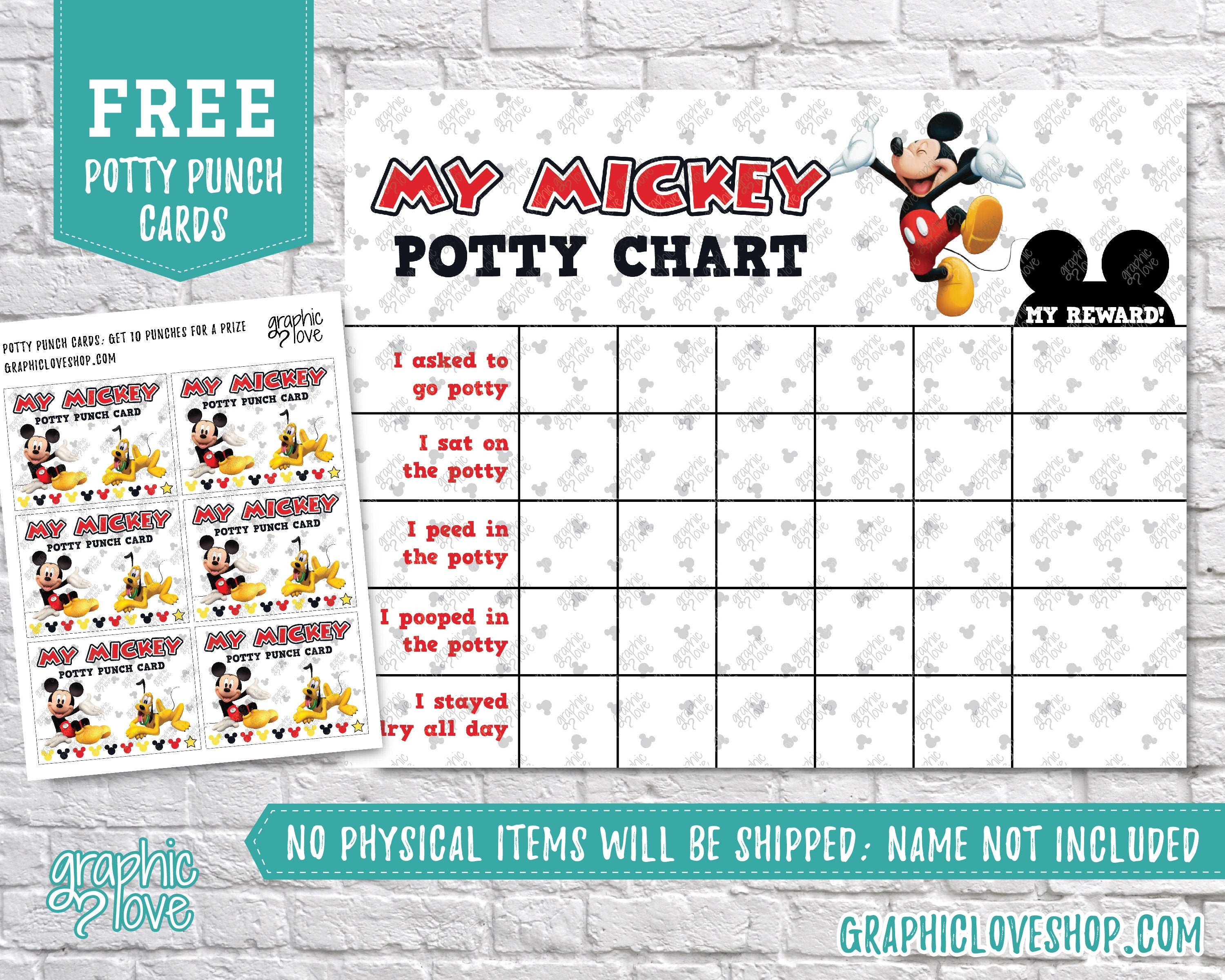 Digital Mickey Mouse Potty Training Chart Free Punch Cards | Etsy - Free Printable Minnie Mouse Potty Training Chart