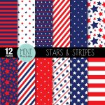 Digital Paper Stars And Stripes Scrapbooking Papers | Etsy   Free Printable Patriotic Scrapbook Paper