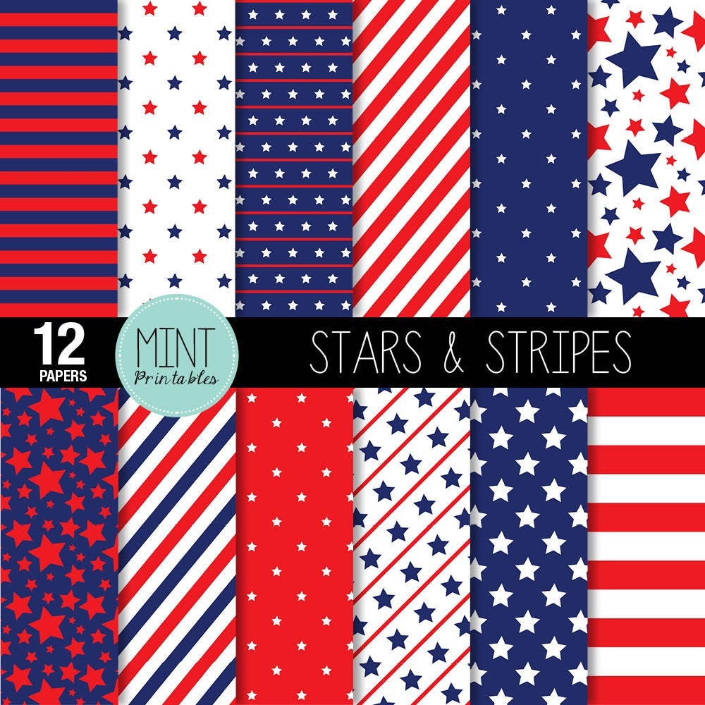 Digital Paper Stars And Stripes Scrapbooking Papers | Etsy - Free Printable Patriotic Scrapbook Paper