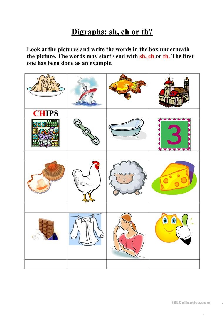 Digraphs, Sh, Ch, Th Worksheet - Free Esl Printable Worksheets Made - Free Printable Ch Digraph Worksheets