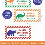 Dinosaur Name Labels/ Dinosaur School Labels/ Printable School Name   Free Printable Dinosaur Labels
