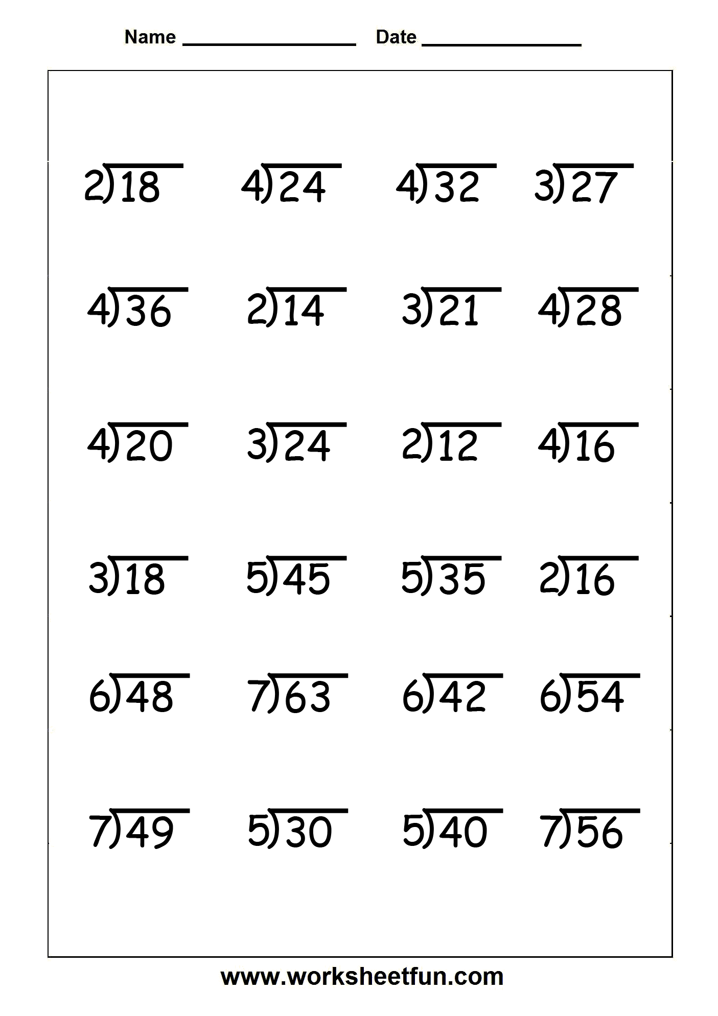Division - 4 Worksheets | Printable Worksheets | Math Division - Free Printable Division Worksheets Grade 3