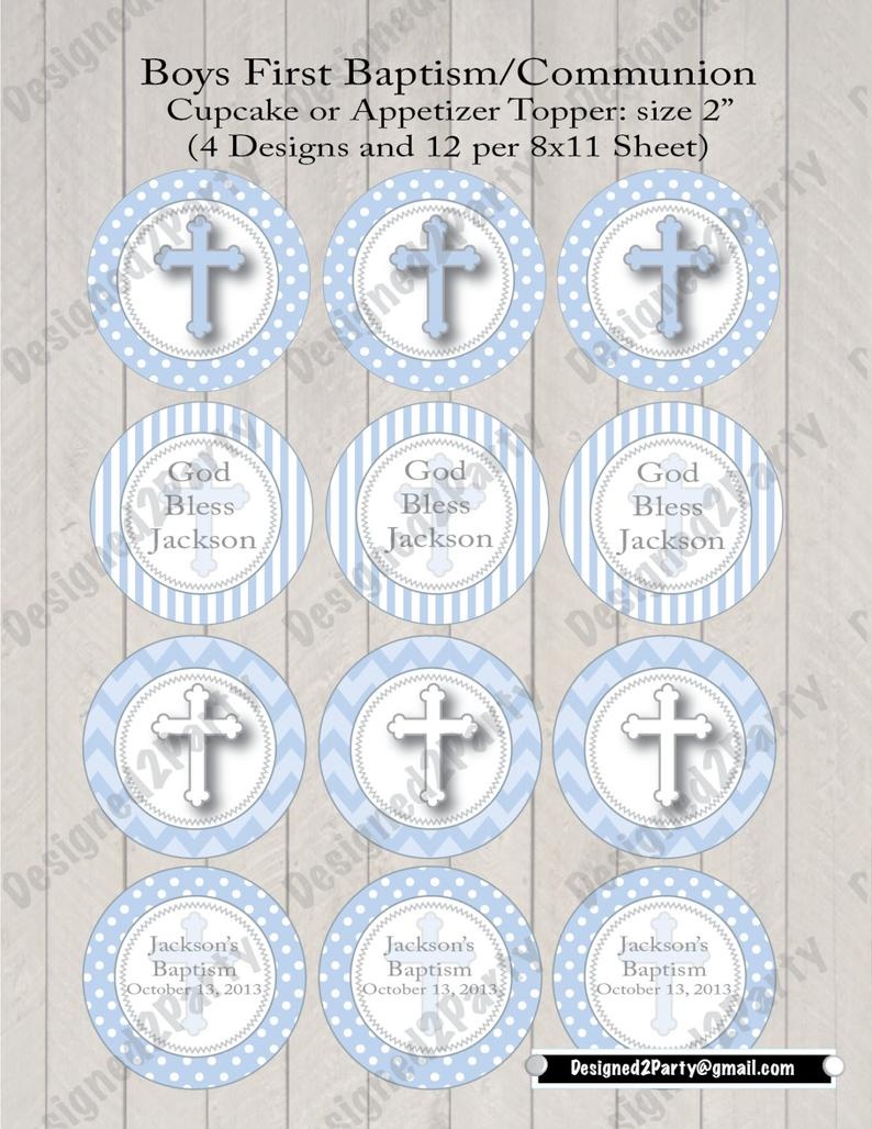 Diy Boys First Communion Printable Or Baptism Cupcake Topper | Etsy - Baptism Cupcake Toppers Printable Free