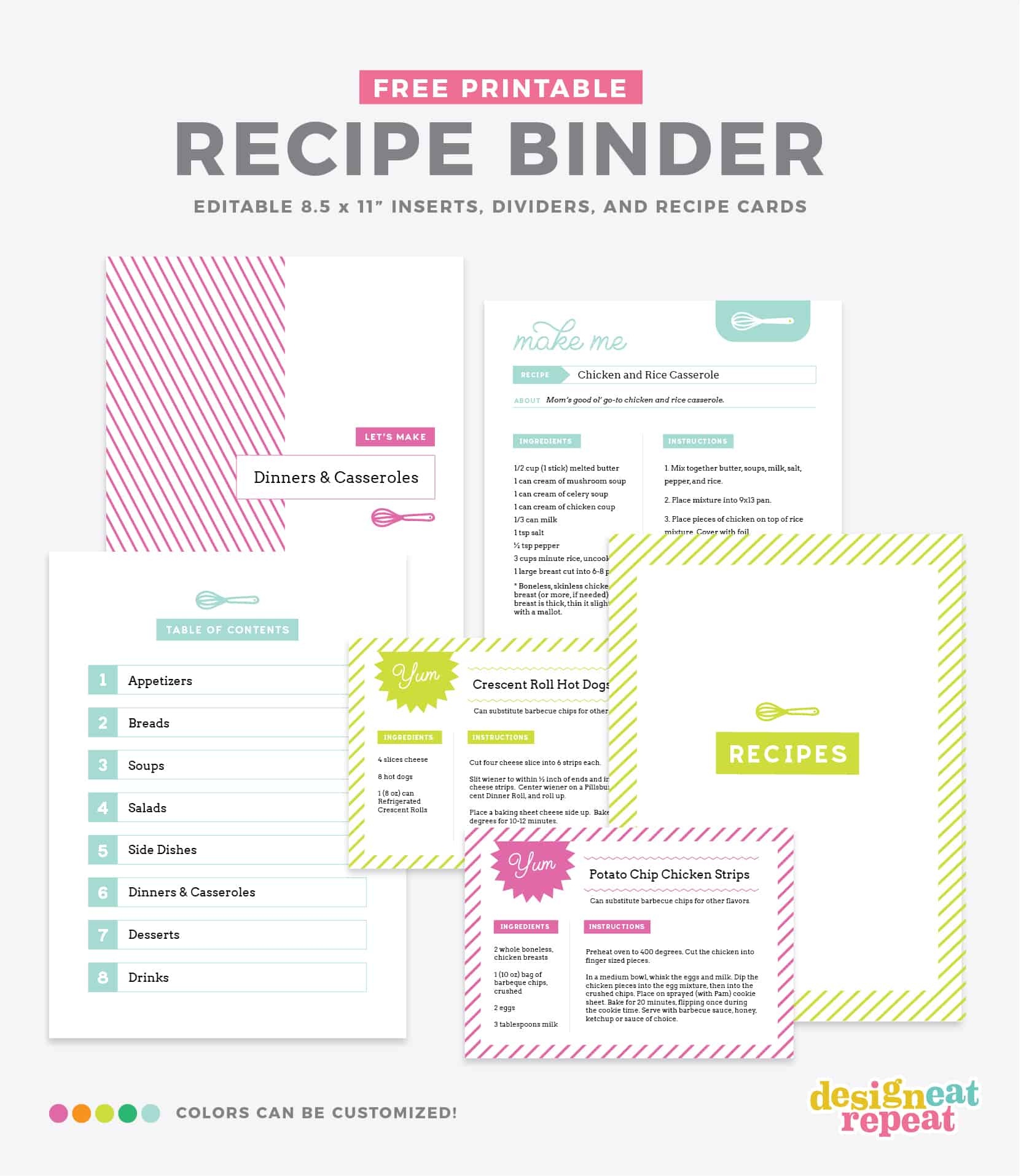 free half page recipe book templates printable