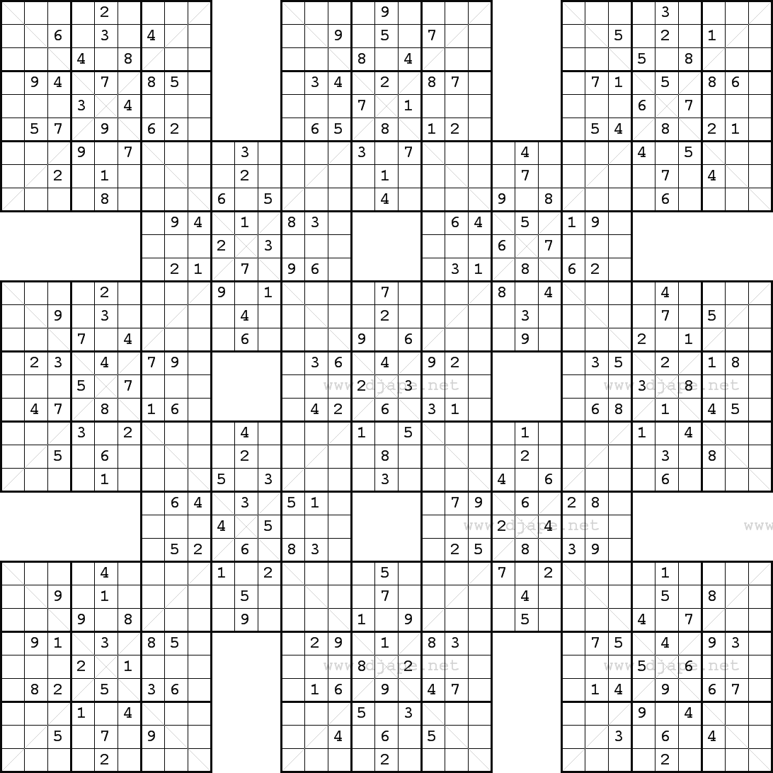 free printable samurai sudoku