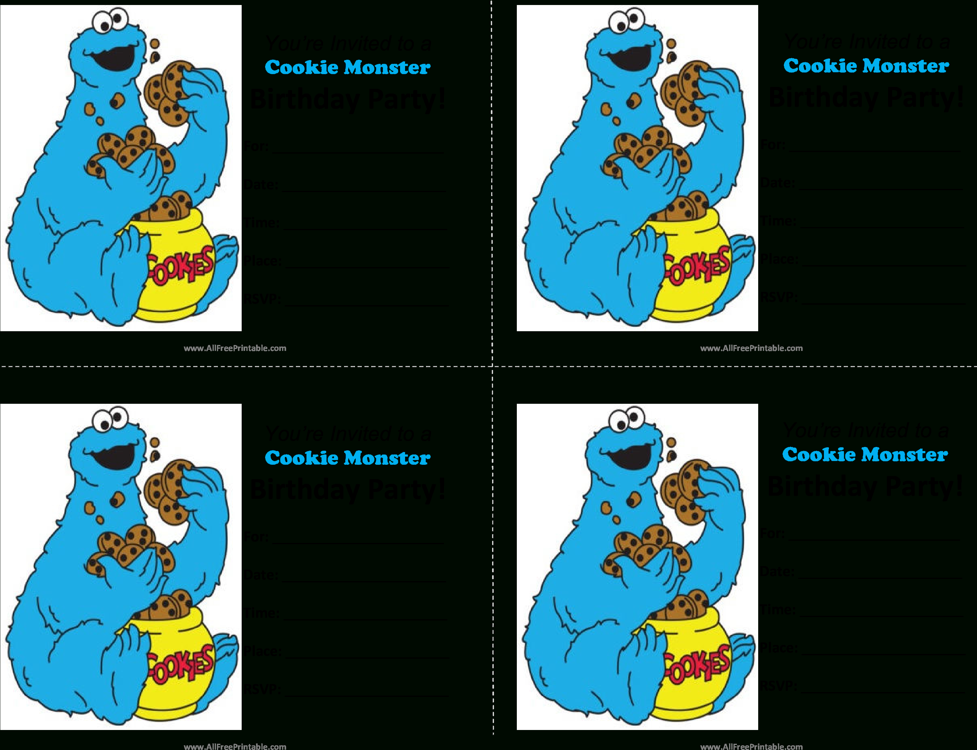 Download Cookie Monster Birthday Invitations Main Image - Blank - Free Printable Cookie Monster Birthday Invitations