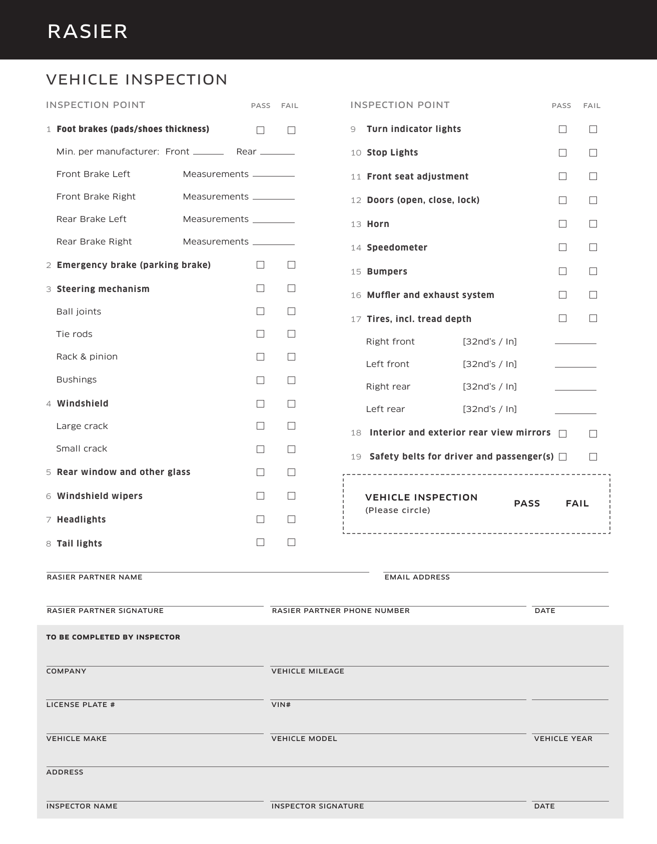 Free Printable Vehicle Inspection Form For South Carolina Printable Forms Free Online