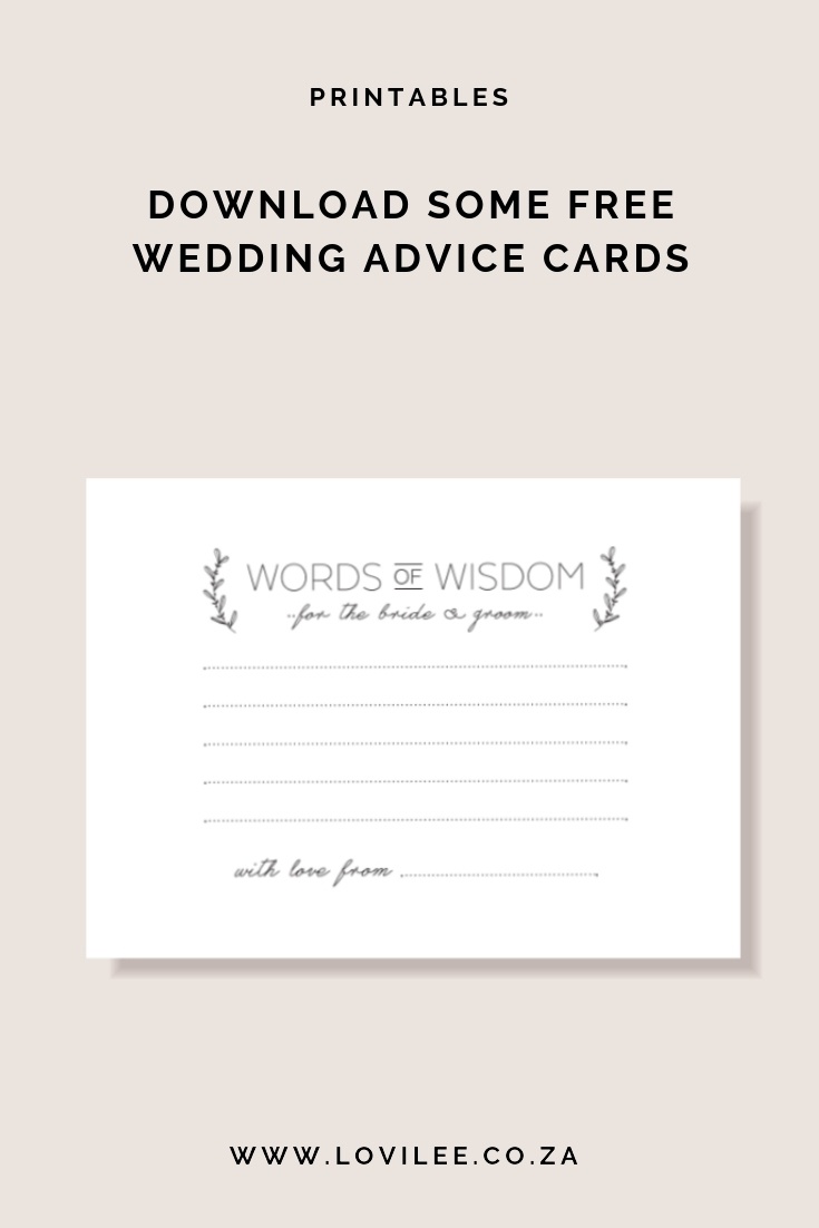 Download Your Free Wedding Advice Cards Printable | Lovilee Blog - Free Printable Bridal Shower Cards