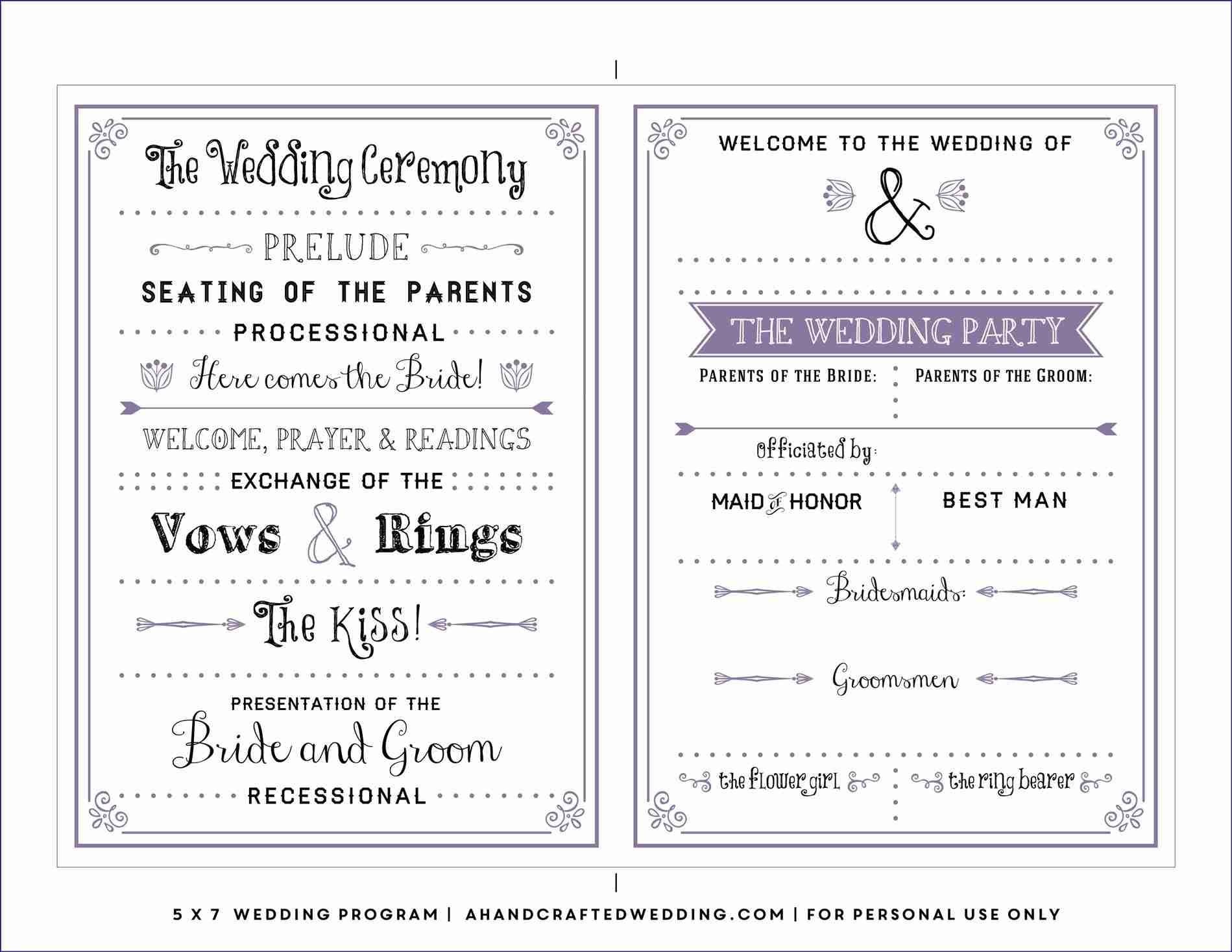 Downloadable Wedding Program Templates Free - Tutlin.psstech.co - Free Printable Wedding Program Templates Word