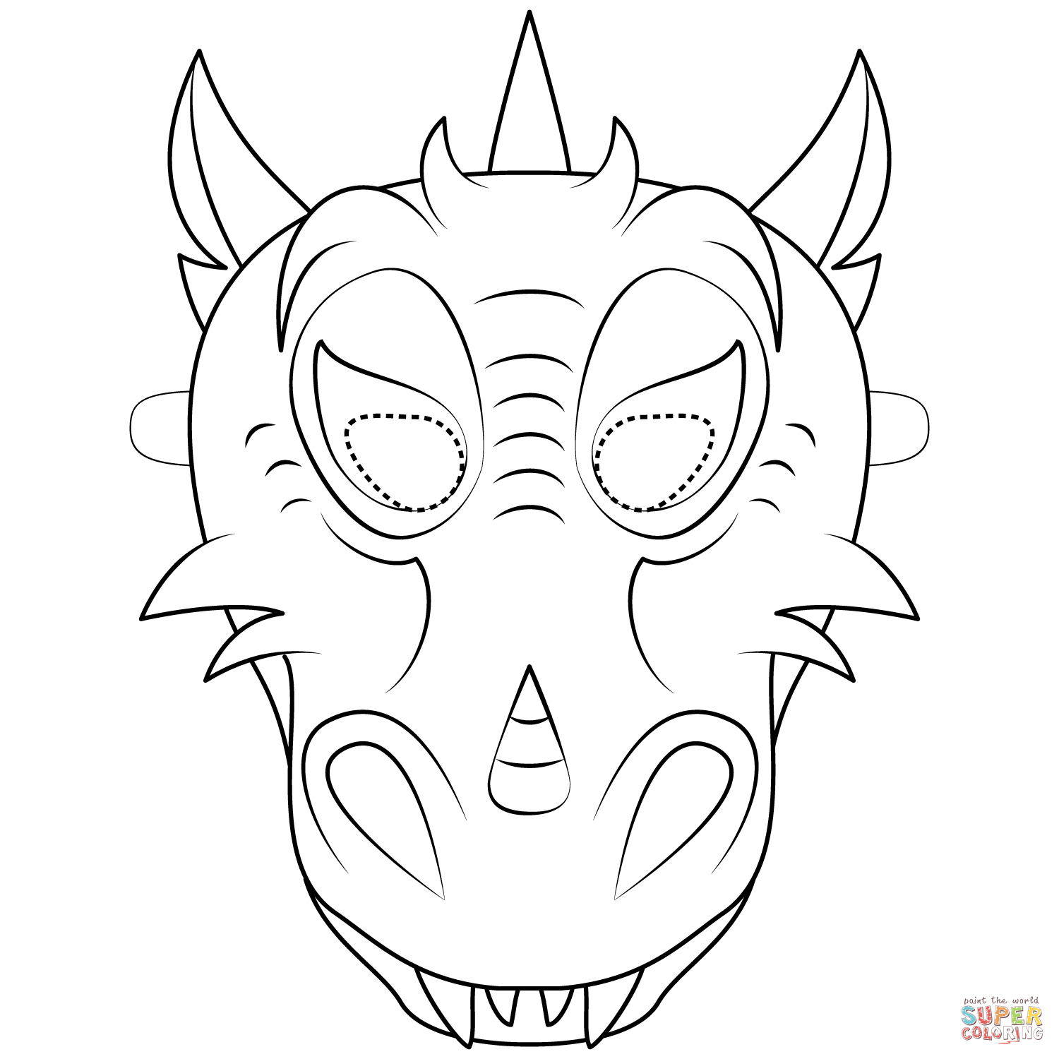 Printable Dragon Mask Coloring Page And Template Ruffles And