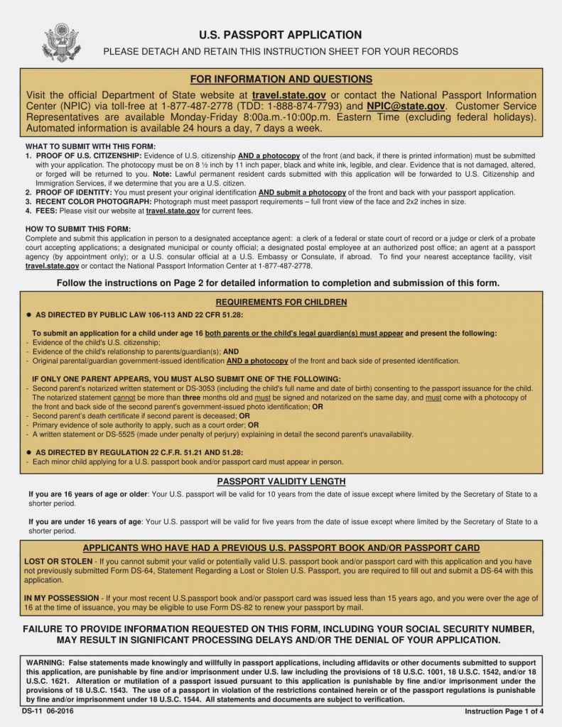 Ds 11 Form For Passport - Travelingshana - Free Printable Ds 11