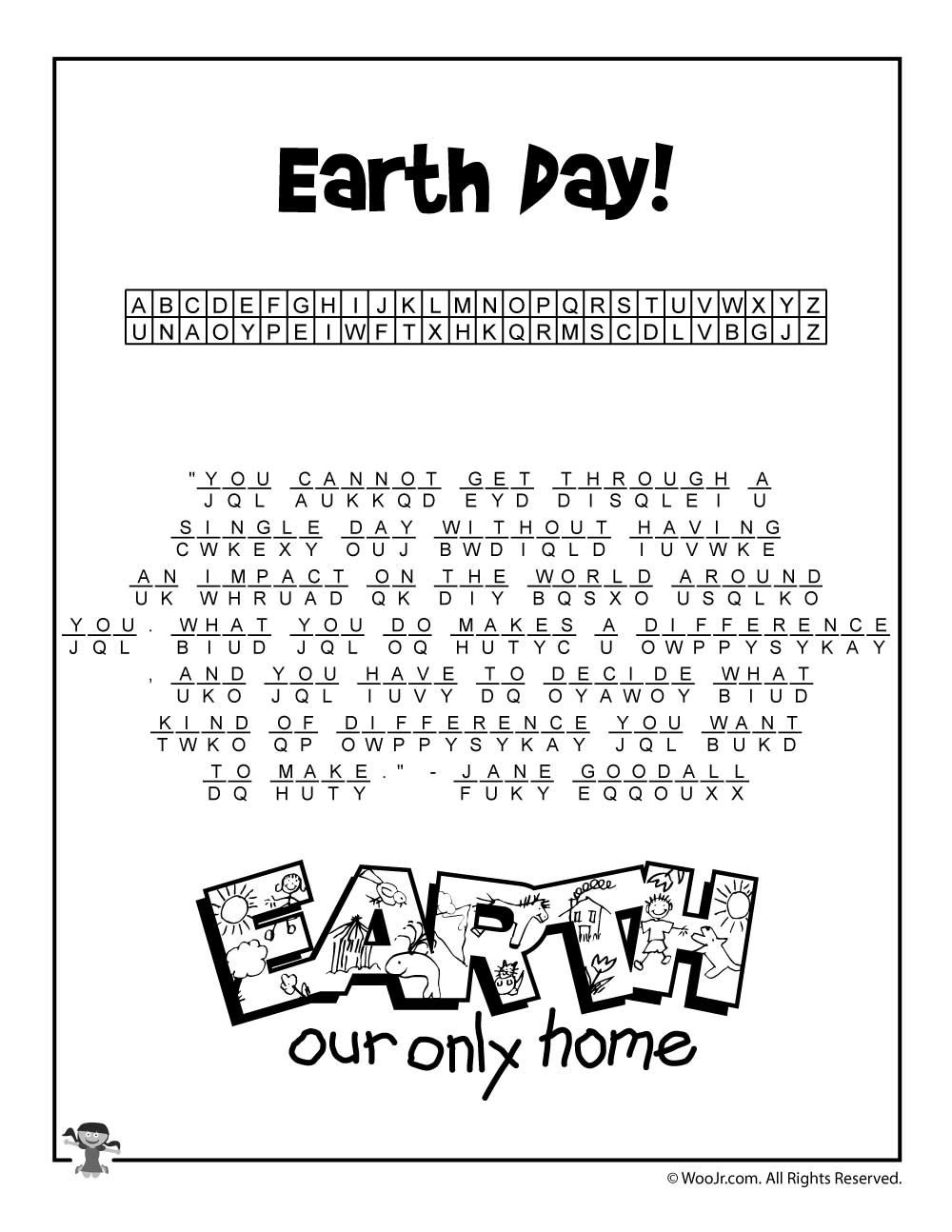Earth Day Cryptogram Puzzle Solution | Class Decorations | Earth Day - Free Printable Cryptograms With Answers