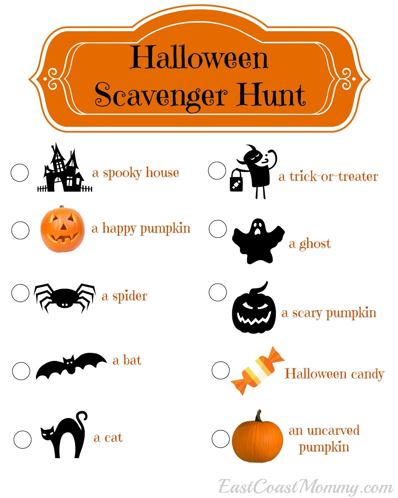 East Coast Mommy: Halloween Scavenger Hunt (With Free Printable) - Free Printable Halloween Scavenger Hunt