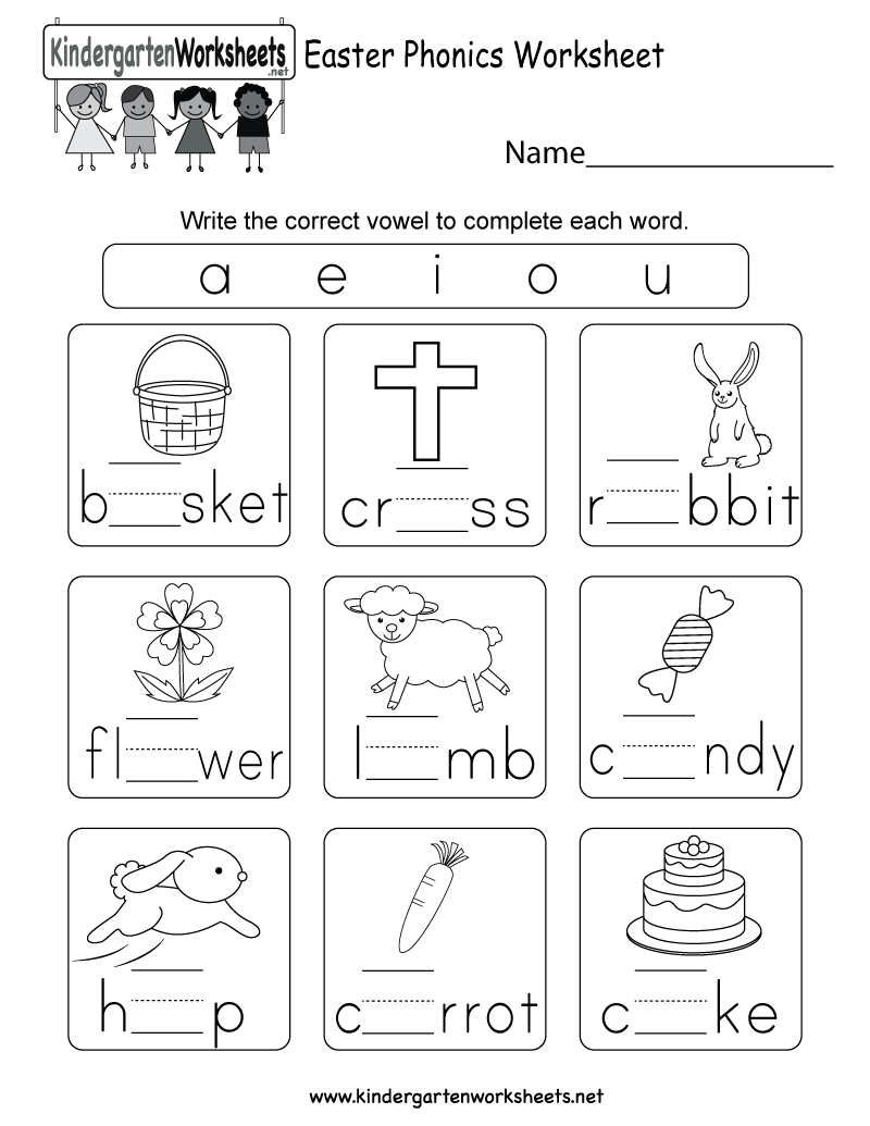 Easter Phonics Worksheet - Free Kindergarten Holiday Worksheet For Kids - Free Printable Phonics Worksheets