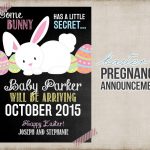 Easter Pregnancy Announcement Printable Card Sign Bunny | Etsy   Free Printable Pregnancy Announcement Cards
