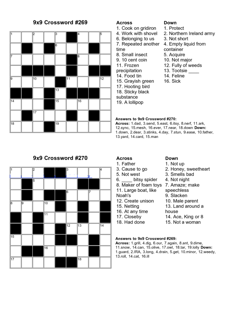 Easy Kids Crossword Puzzles | Kiddo Shelter | Educative Puzzle For - Free Printable Crossword Puzzle Maker With Answer Key