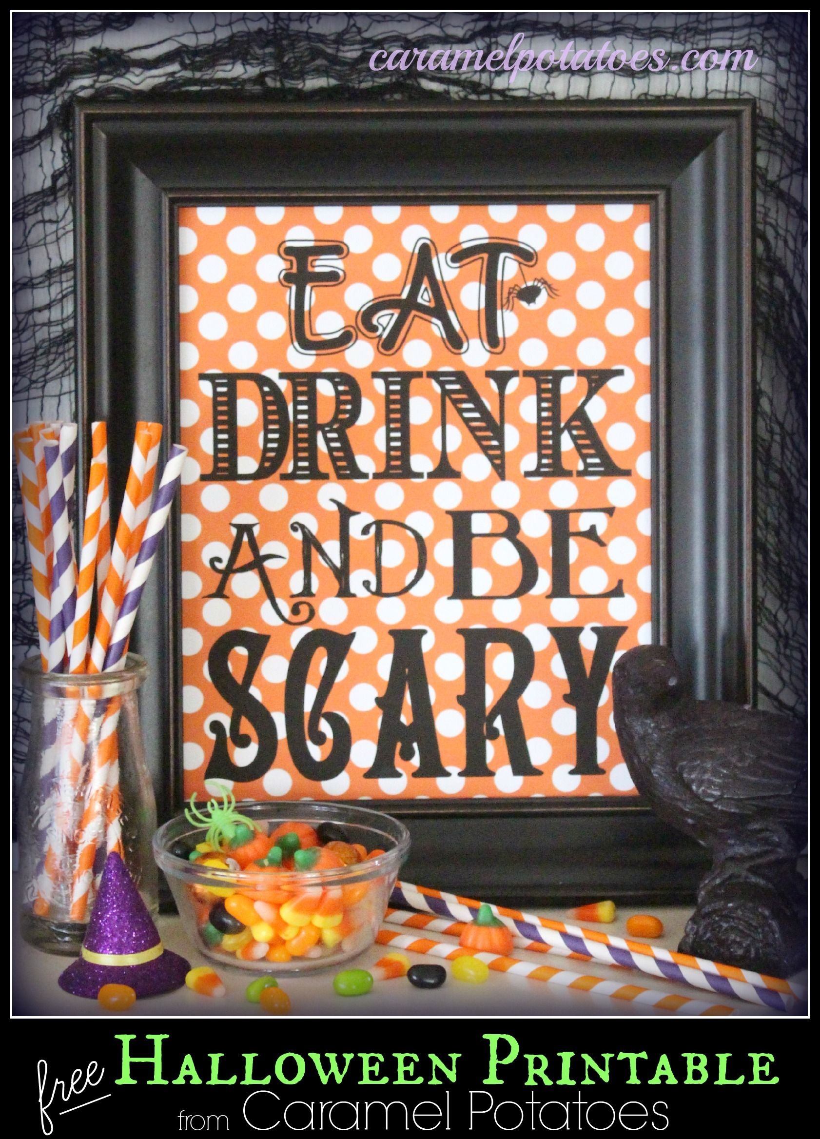 Eat Drink And Be Scary {Free Printable} | Halloween | Halloween - Free Printable Halloween Decorations Scary