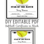 Editable Pdf Sports Team Softball Certificate Diy Award | Etsy   Free Printable Softball Award Certificates