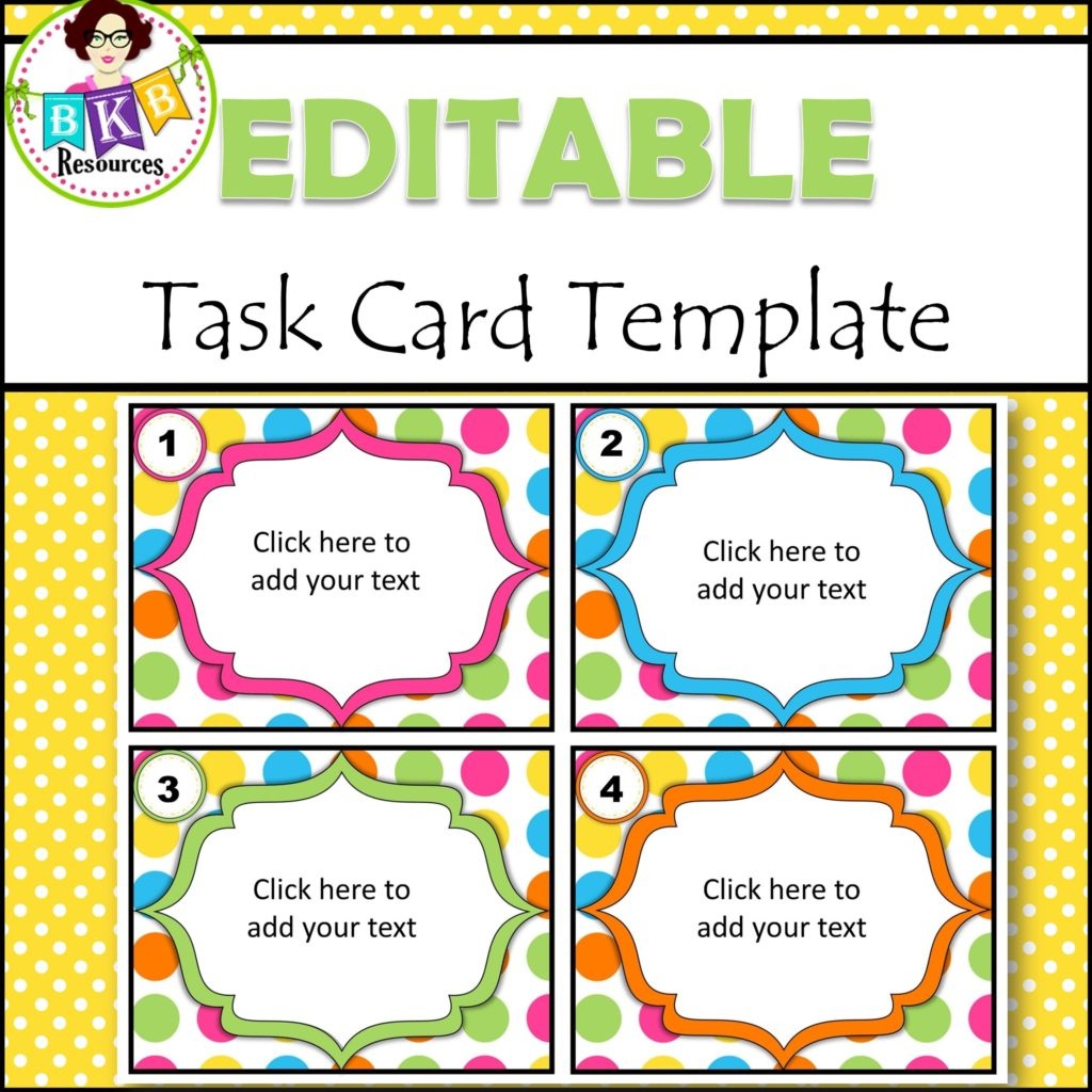 Editable Task Card Templates - Bkb Resources - Free Printable Blank Task Cards