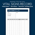 Editable Vital Signs Form Vital Signs Vital Signs For | Etsy   Free Printable Vital Sign Sheets