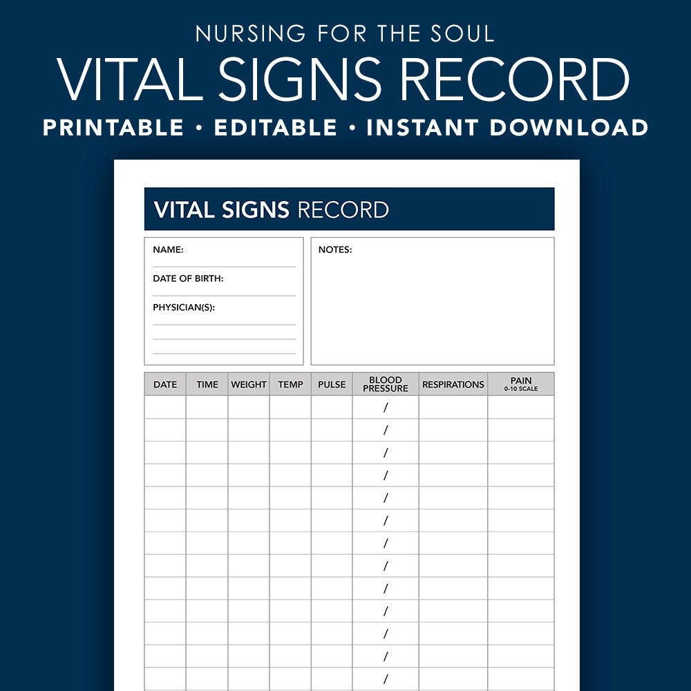 Printable Vital Signs Log Sheet