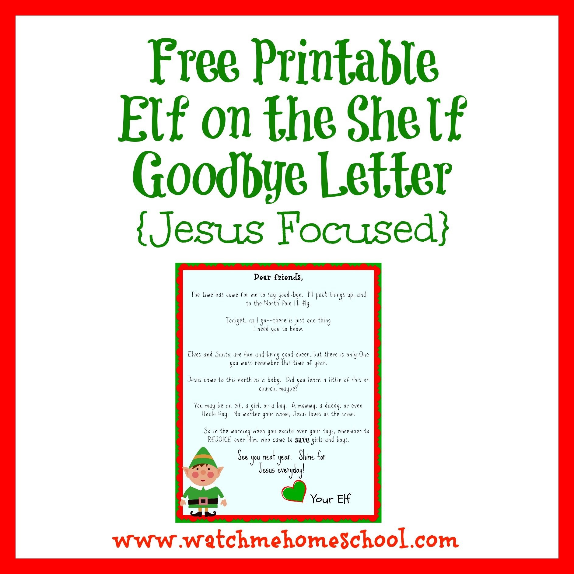 Elf On The Shelf Farewell Letter Printable | Elf On The Shelf | Elf - Elf On A Shelf Goodbye Letter Free Printable