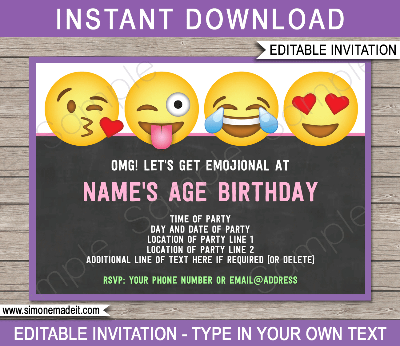 Emoji Party Invitations Template | Printable Emoji Theme Invite - Emoji Invitations Printable Free