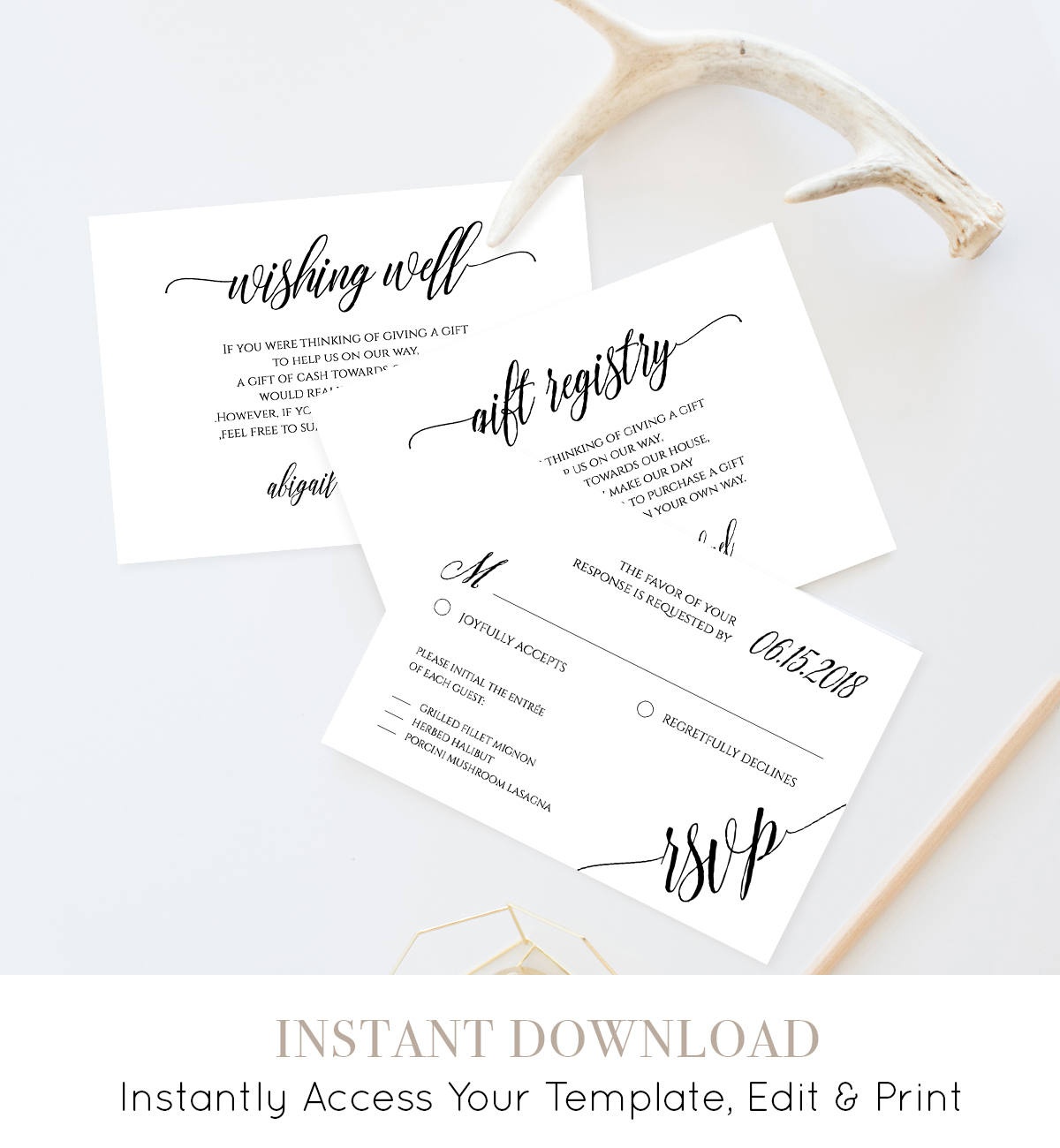 Enclosure Card Template, Printable Insert Card, Editable File For - Free Printable Registry Cards