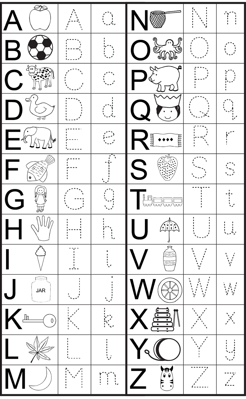 English Alphabet Worksheet For Kindergarten | Preschool - Free Printable Alphabet Worksheets For Grade 1