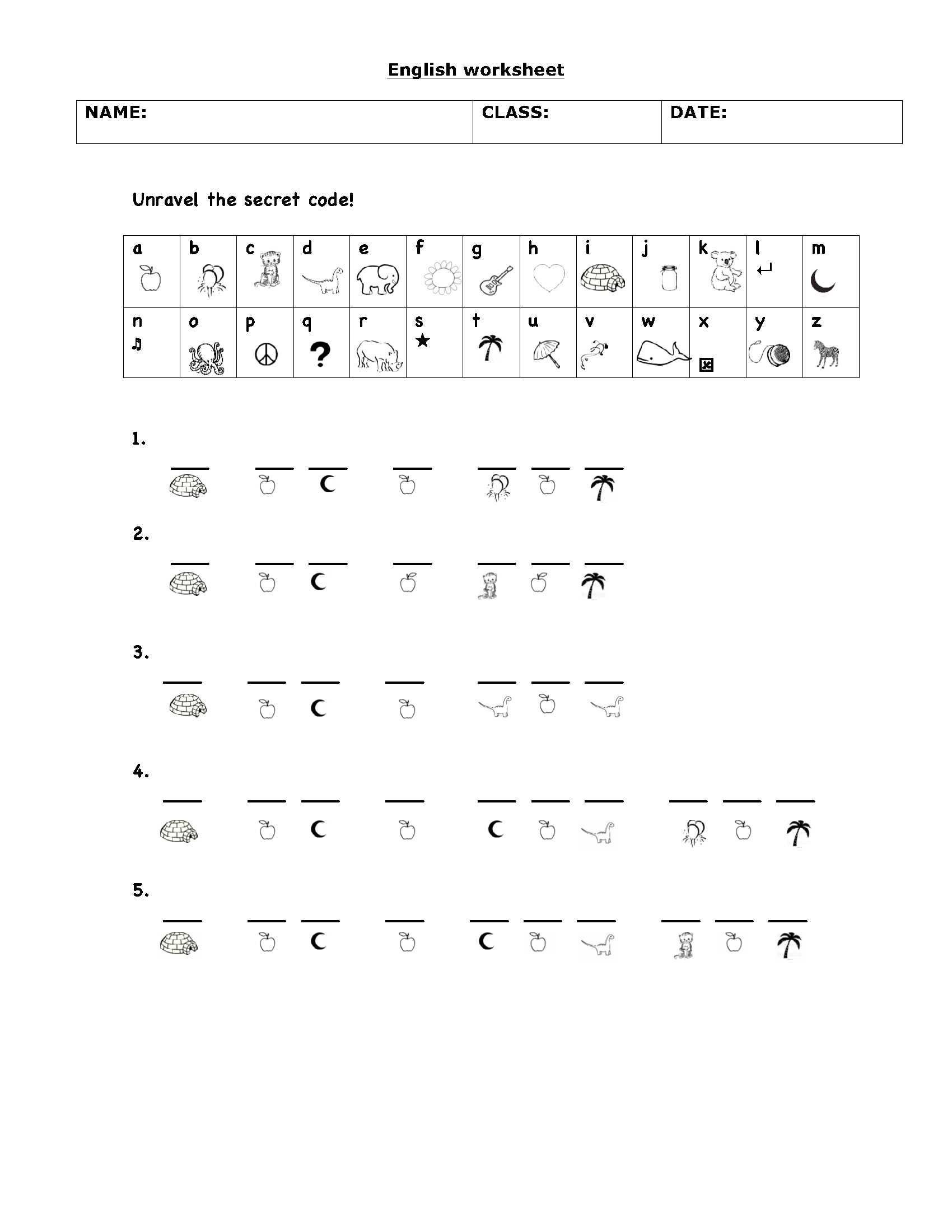 Code Breaking For Kids Printable Worksheets