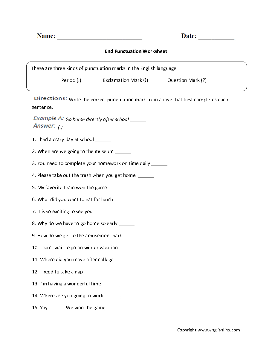 Englishlinx | Punctuation Worksheets - 9Th Grade English Worksheets Free Printable
