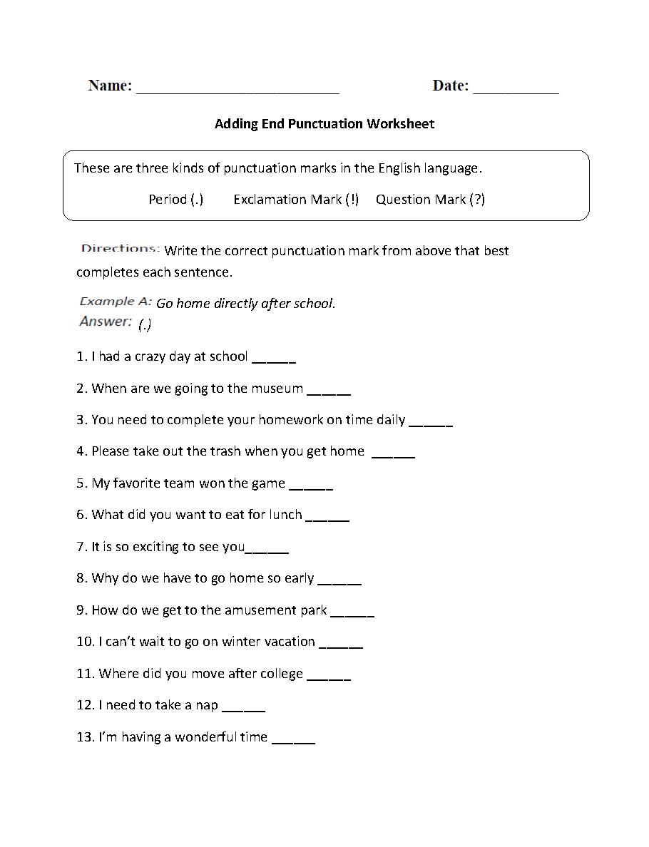 Englishlinx | Punctuation Worksheets - Free Printable Worksheets For Punctuation And Capitalization