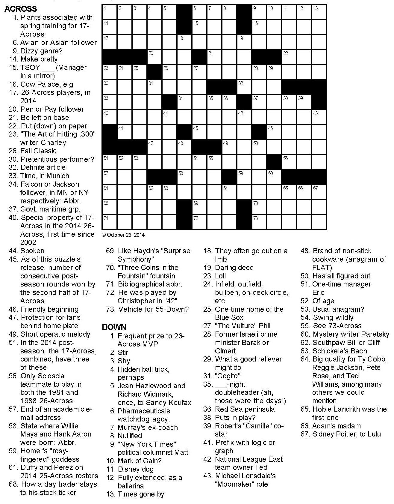 Even Odds Sports-Themed Crossword Puzzle - Free Printable Sports Crossword Puzzles