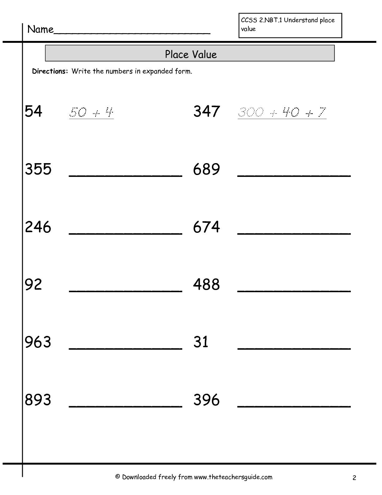 Expanded Form Worksheets | The Teacher&amp;#039;s Guide-Free Worksheets - Free Printable Expanded Notation Worksheets