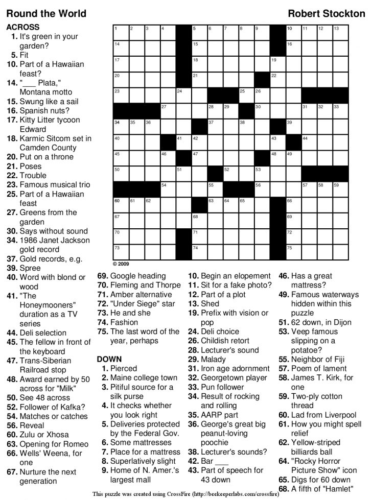 Printable Universal Crossword Puzzle Today Matt Gaffney's Weekly