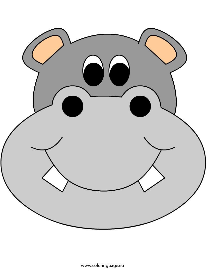 Face-Mask-Hippo2 | Coloring Fun | Cartoon Hippo, Mask Template, Lion - Free Printable Hippo Mask