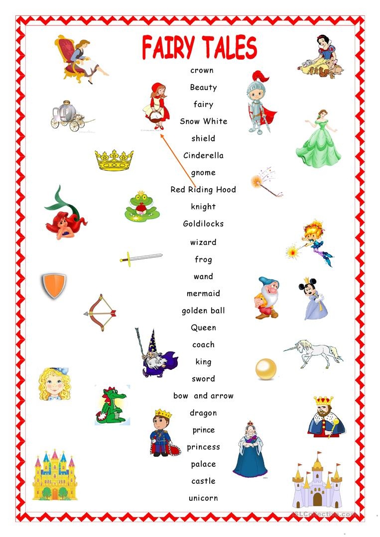 Fairy Tales.matching. Worksheet - Free Esl Printable Worksheets Made - Free Printable Disney Stories