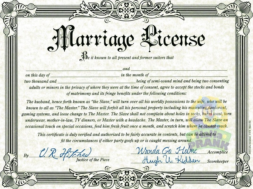 Antique Certificate Of Marriage Printable English Wedding Project Fake Marriage Certificate