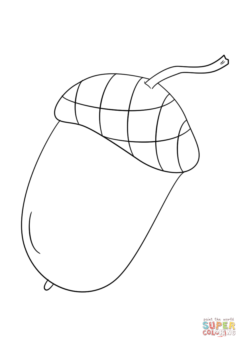 Fall Acorn Coloring Page | Free Printable Coloring Pages | At Home - Acorn Template Free Printable