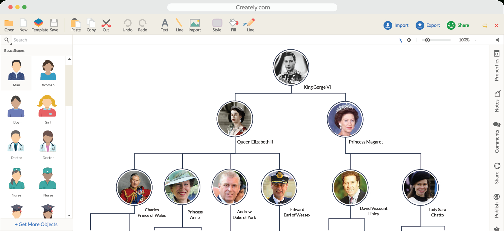 Family Tree Maker | Creately Family Tree Online | Creately - Family Tree Maker Free Printable