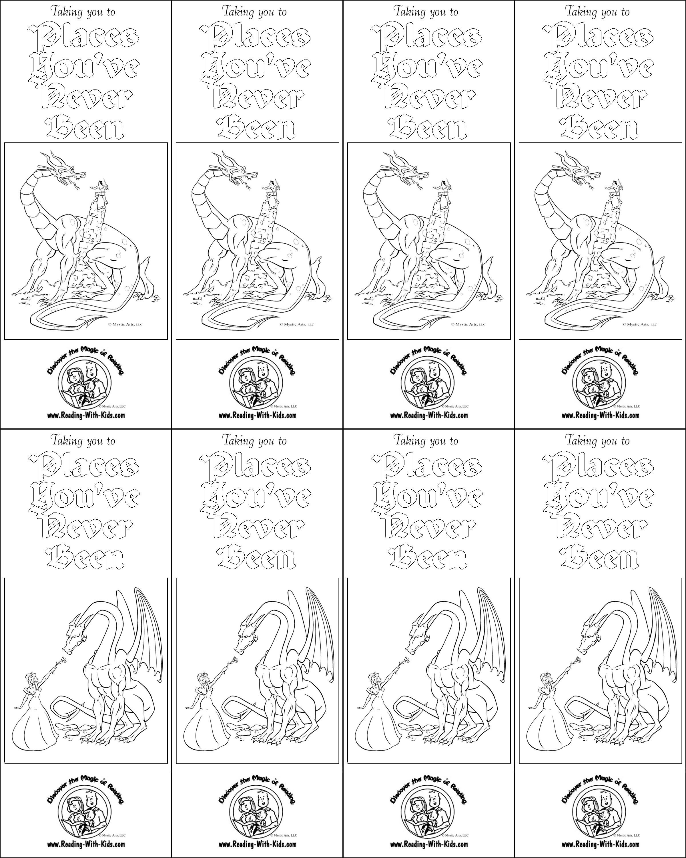 Fantasy Dragon Color Your Own Bookmark | Fantasy Coloring Pages - Free Printable Dragon Bookmarks
