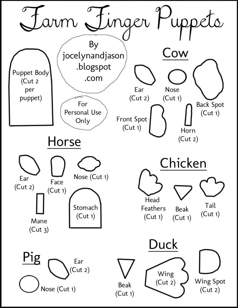 Farm Animal Finger Puppets Free Template - Horse, Cow, Duck, Chicken - Free Printable Finger Puppet Templates