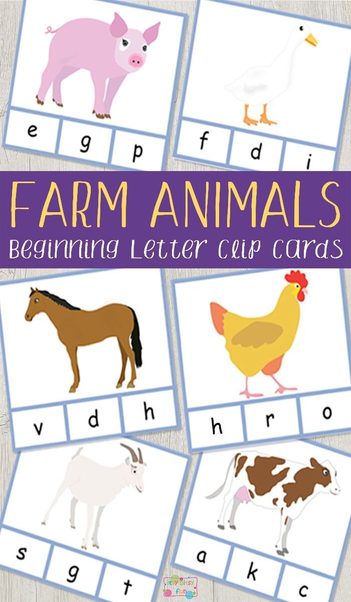 Farm Animals Beginning Letter Clip Cards | Farm | Farm Animals - Free Printable Farm Animals