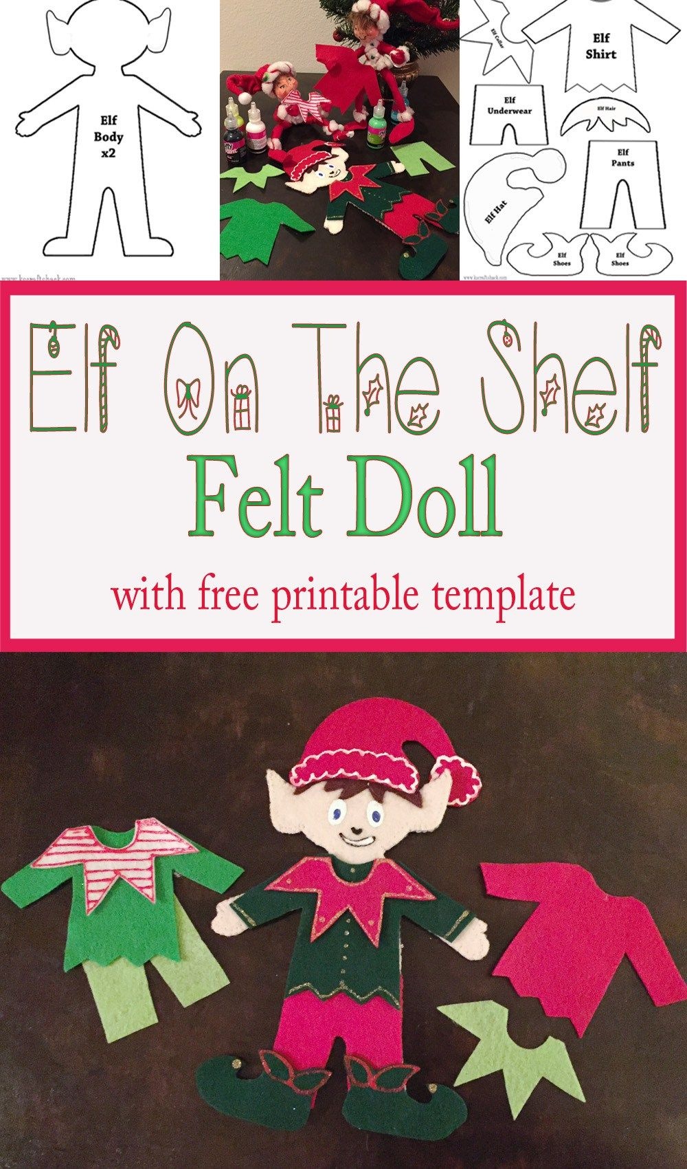 Felt Elf On The Shelf Doll | Christmas | Felt Christmas Ornaments - Free Printable Elf Pattern