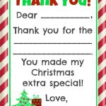 Fill In The Blank Christmas Thank You Cards Free Printable   Free Christmas Thank You Notes Printable